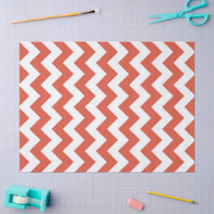 Orange and White Zigzag Tissue Paper