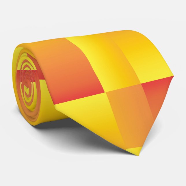 Orange and Yellow Abstract Necktie (Rolled)