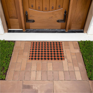 Orange and Yellow Collarette Dahlia Floral Pattern Doormat
