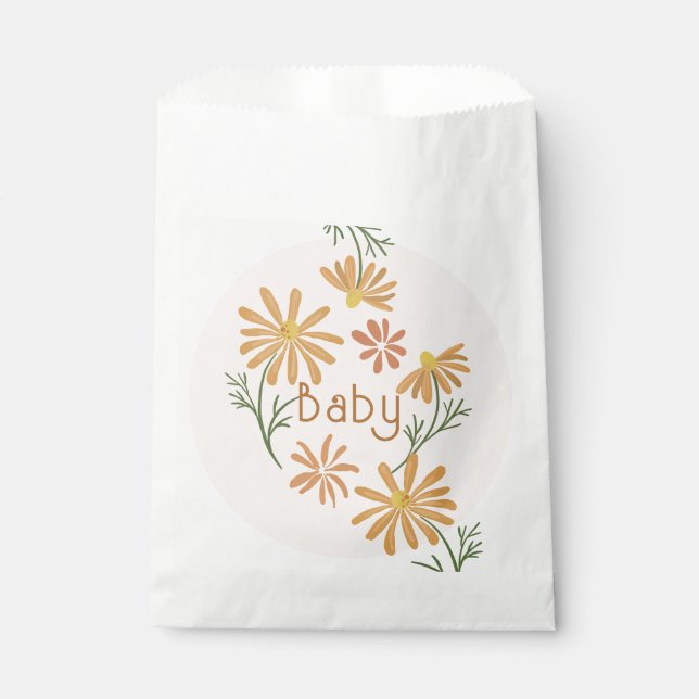 Orange and Yellow Daisies Baby Shower Favour Bags (Front)