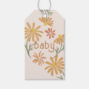 Orange and Yellow Daisies Baby Shower Gift Tags