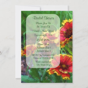 Orange And Yellow Daisies Floral Bridal Shower Invitation