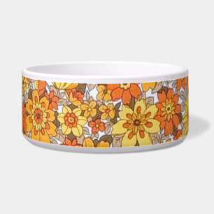 Orange and Yellow Daisies Pet Bowl