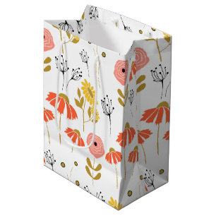 Orange and Yellow Doodle Flower Medium Gift Bag