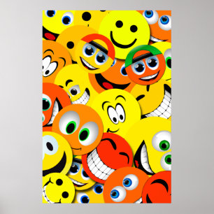 ORANGE AND YELLOW FACES COLLAGE POSTER