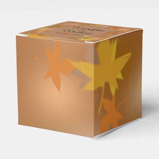 Orange and Yellow Fall Leaves Wedding Favour Box (Front Side)