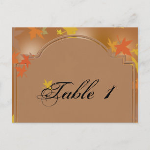 Orange and Yellow Fall Leaves Wedding Table Number Postcard