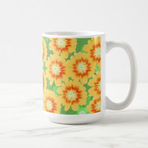 Orange and Yellow Floral Pattern Coffee Mug