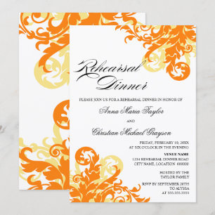 Orange and Yellow Flourish Autumn Rehearsal Dinner Invitation