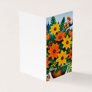 Orange and yellow flower Christmas card