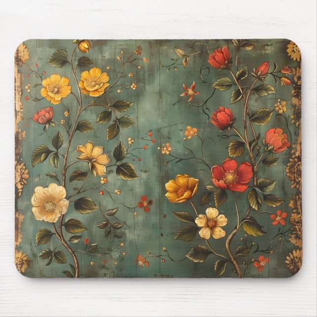 Orange and Yellow Flowers Mouse Mat (Front)