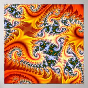 Orange and Yellow Fractal Zoom Poster
