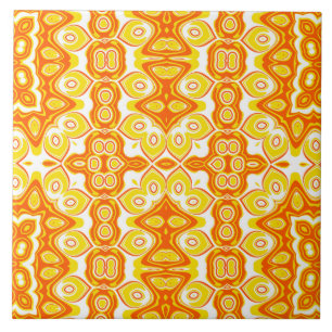 Orange and Yellow Geometric Pattern Tile
