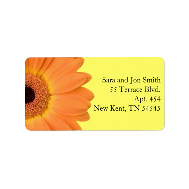 Orange and Yellow Gerber Daisy Address Labels (Front)