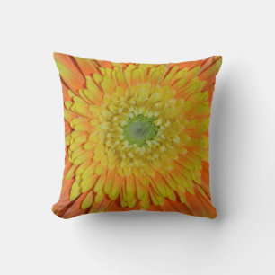 Orange and yellow gerber flower cushion