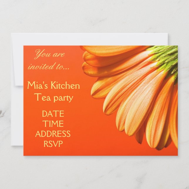Orange and yellow Gerbera flower bridal shower Invitation (Front)
