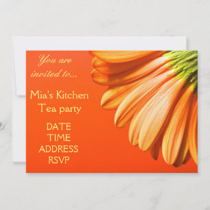 Orange and yellow Gerbera flower bridal shower Invitation