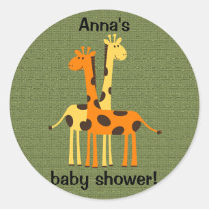 Orange and Yellow Giraffes on Green Sticker