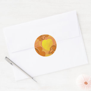 Orange and Yellow Heart Digital Art Classic Round Sticker