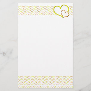 Orange and Yellow Hearts Stationery