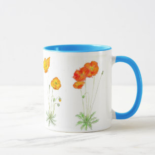 Orange and Yellow Iceland Poppies, Watercolour Mug