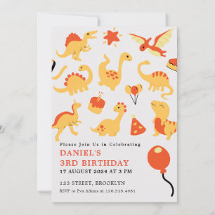 Orange and Yellow Illustration Kids Birthday Party Invitation