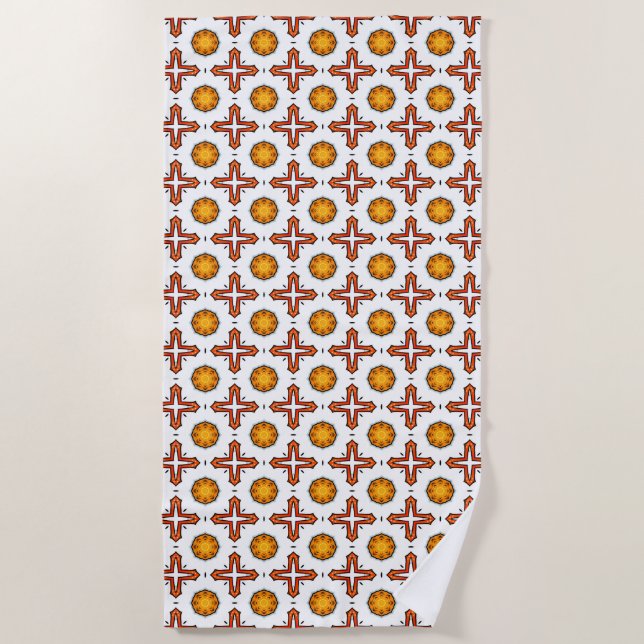 Orange and yellow mandala pattern  beach towel (Front)