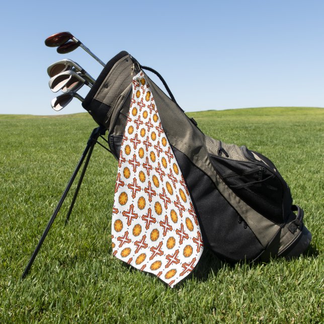 Orange and yellow mandala pattern  golf towel (Green)