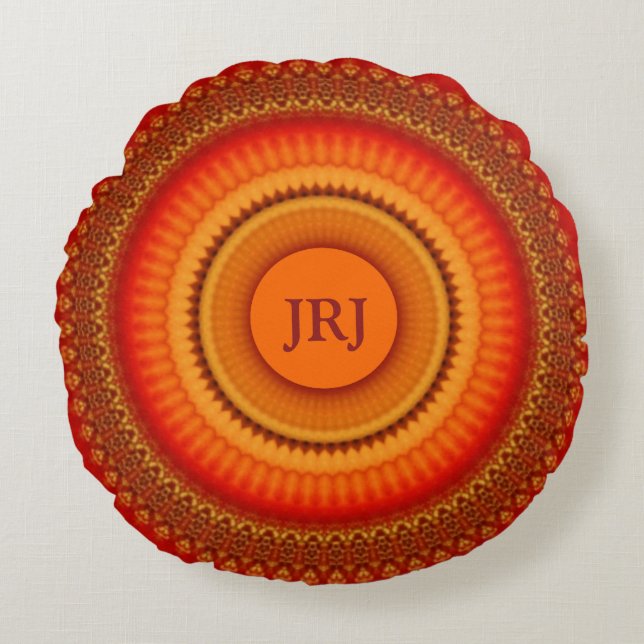 Orange and Yellow Mandala  Round Cushion (Front)