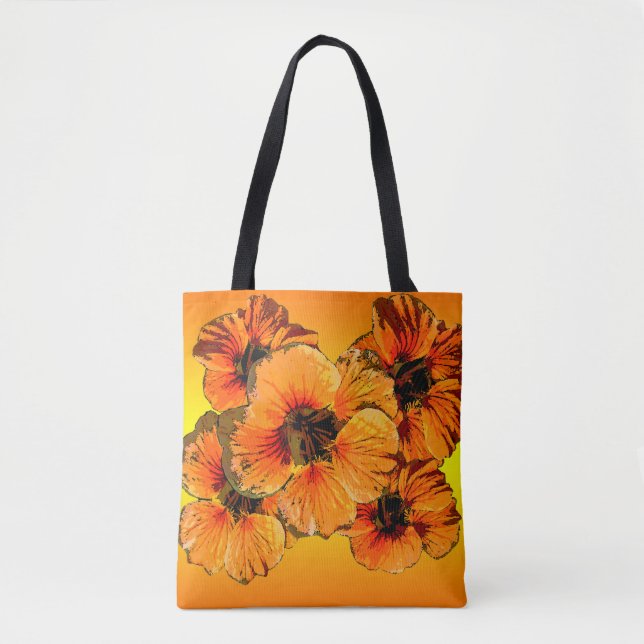 Orange and yellow nasturtiums tote bag (Front)