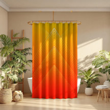Orange and yellow ombre modern geometric design shower curtain