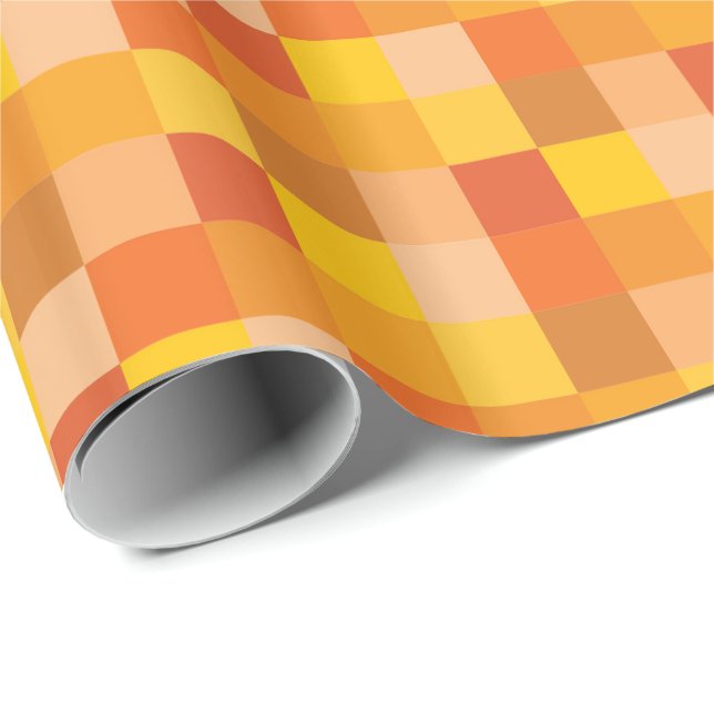 Orange and Yellow Pixelated Pattern | Pixel Art Wrapping Paper (Roll Corner)