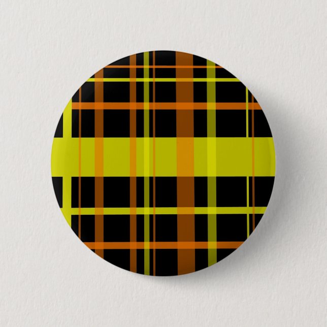Orange and Yellow Plaid 6 Cm Round Badge (Front)