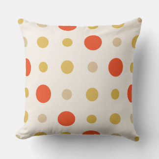 Orange and yellow polka dots cushion