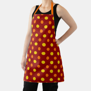 Orange and Yellow Polka Dots On Red Apron