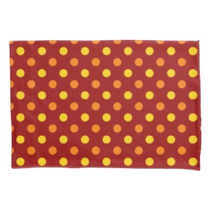Orange and Yellow Polka Dots On Red Pillowcase
