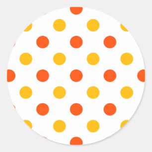 Orange and Yellow Polka Dots White Classic Round Sticker