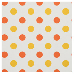 Orange and Yellow Polka Dots White Fabric