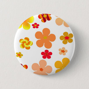 Orange and Yellow Pop Art Flowers 6 Cm Round Badge
