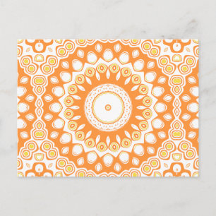 Orange and Yellow Radiant Mandala Pattern Postcard