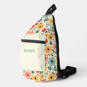 Orange and Yellow Retro Floral Sling Bag