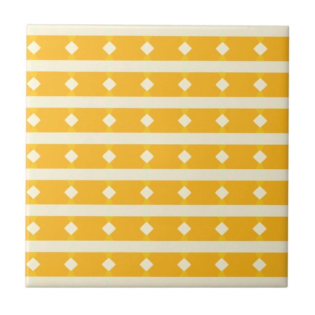 Orange and Yellow Retro Stripes Geometric Pattern Tile (Front)