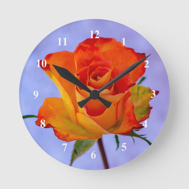 Orange and Yellow Rose Acrylic wall clock (Front)
