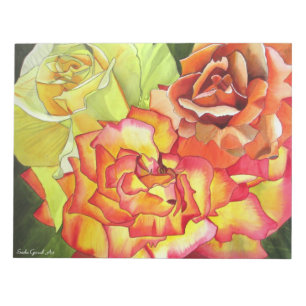 Orange and Yellow Rose watercolor original art Notepad