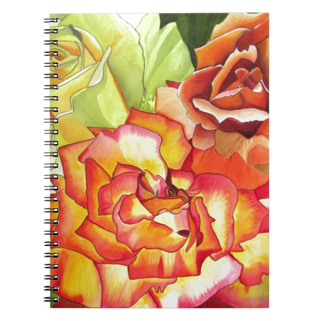 Orange and Yellow roses watercolor art Notebook (Front)