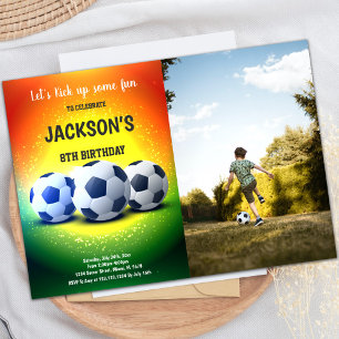 Orange and Yellow Soccer Birthday Invitation