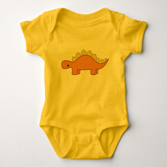 Orange and Yellow Stegosaurus Dinosaur Baby Dino Baby Bodysuit