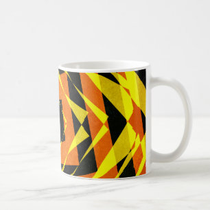 Orange and yellow striped diamond pattern coffee mug