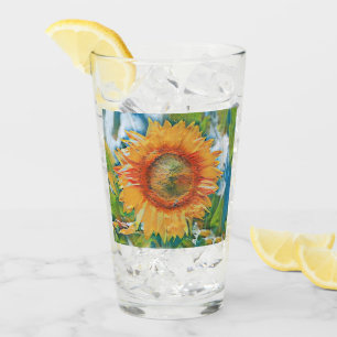 Orange and yellow sunflower Glass Cup