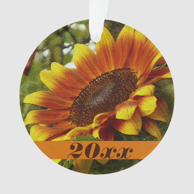 Orange and Yellow Sunflower Ornament (Front)